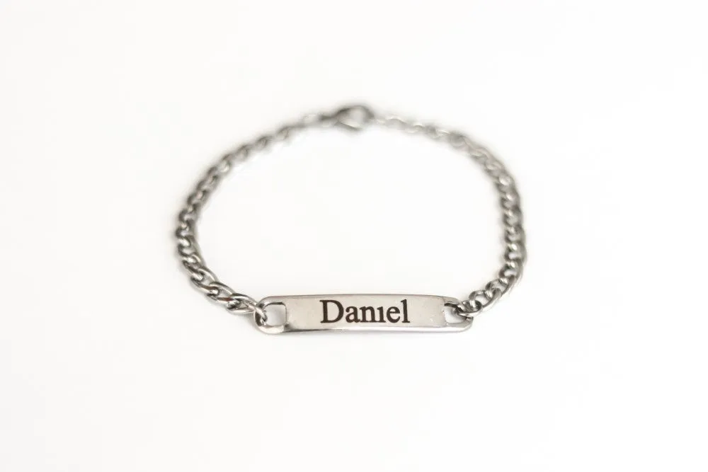 Personalized Men's Bracelet, Engraved Name Bracelet, Stainless Steel, Silver Initial Bracelet for him, Gift for Father Husband