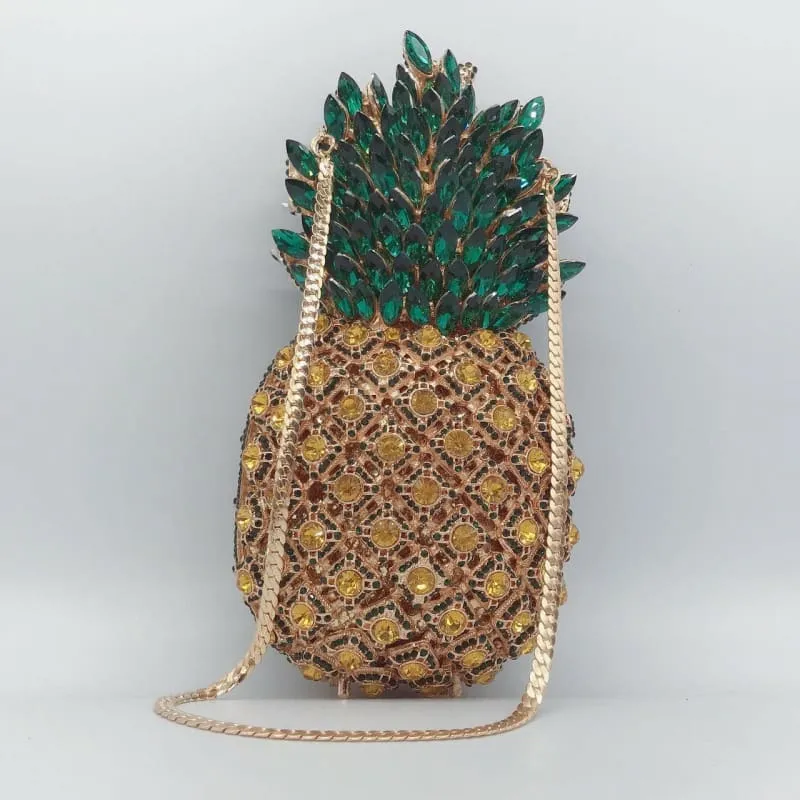 Pineapple Shape Diamante Dinner Bag for a Stylish Night