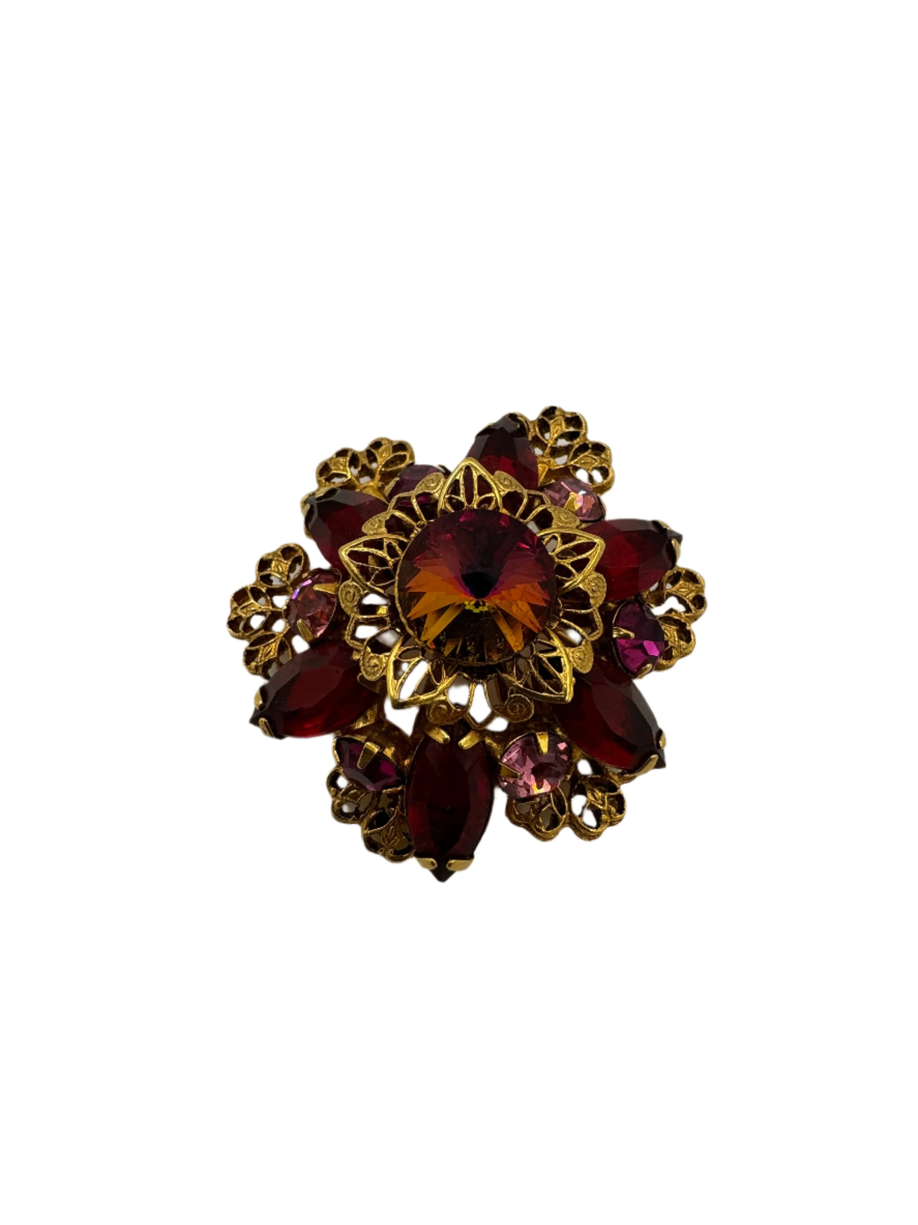 Pink Rhinestone Brooch 1960s