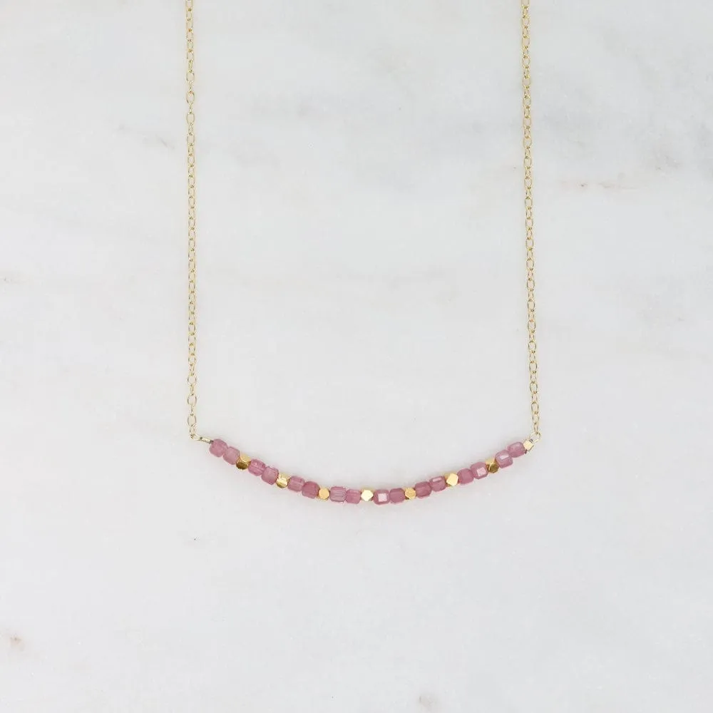 Pink Silverite & 18k Gold Vermeil Cubes Arc Necklace