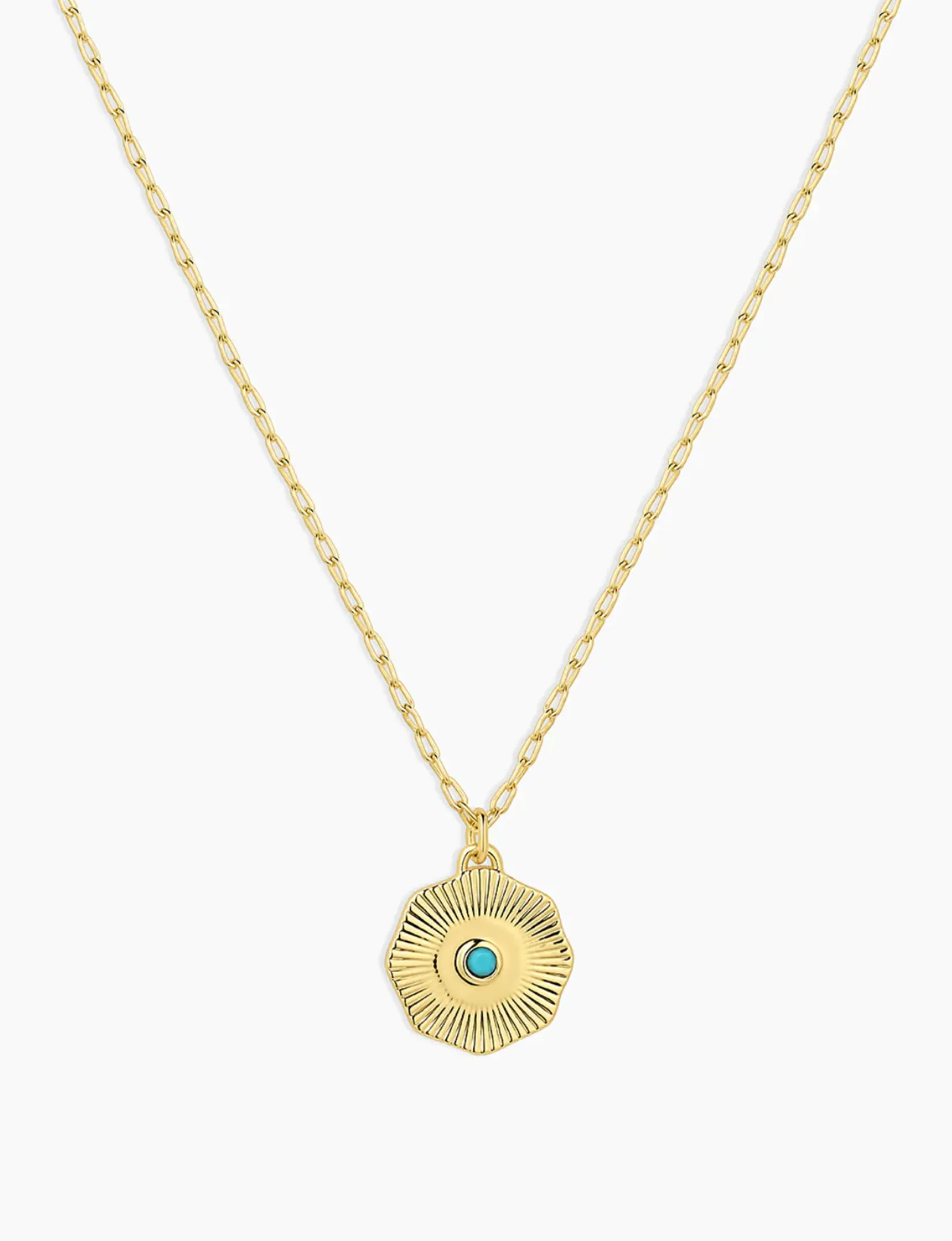 Power Birthstone Coin Necklace (December), Turquoise