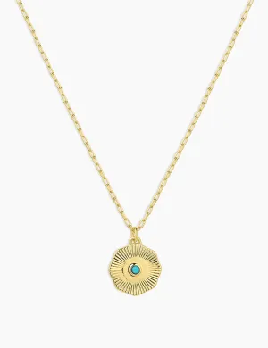 Power Birthstone Coin Necklace (December), Turquoise