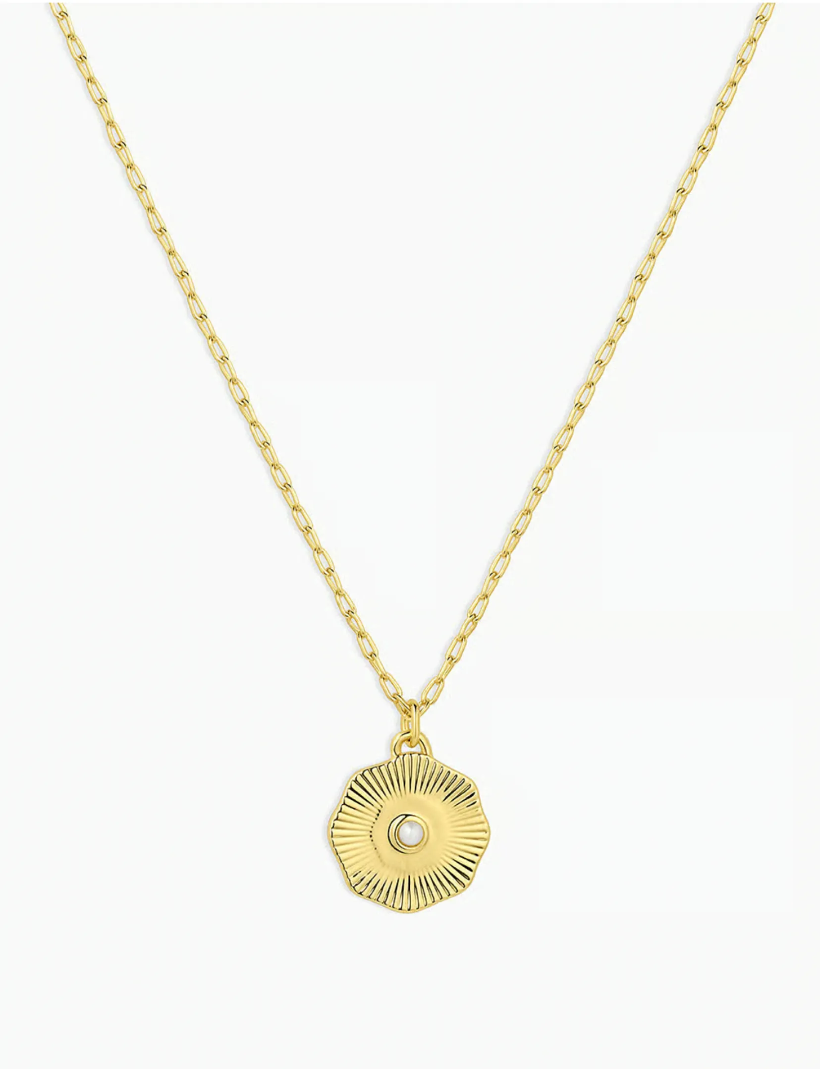 Power Birthstone Coin Necklace (June), Gold/Pearl