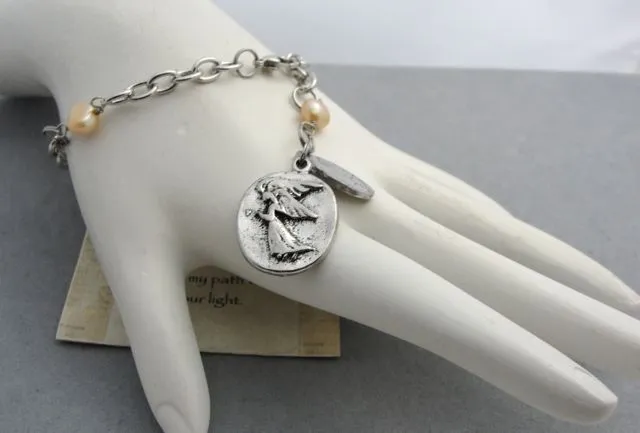 Praols Story Bracelets Silver and Pearl Guardian Angel Bracelet