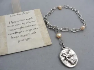 Praols Story Bracelets Silver and Pearl Guardian Angel Bracelet