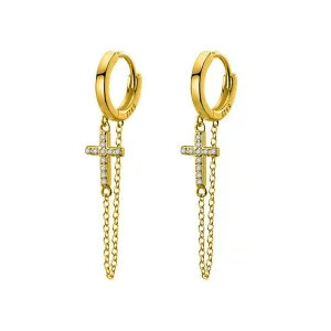 Punk Cross Diamond Hoop Earrings