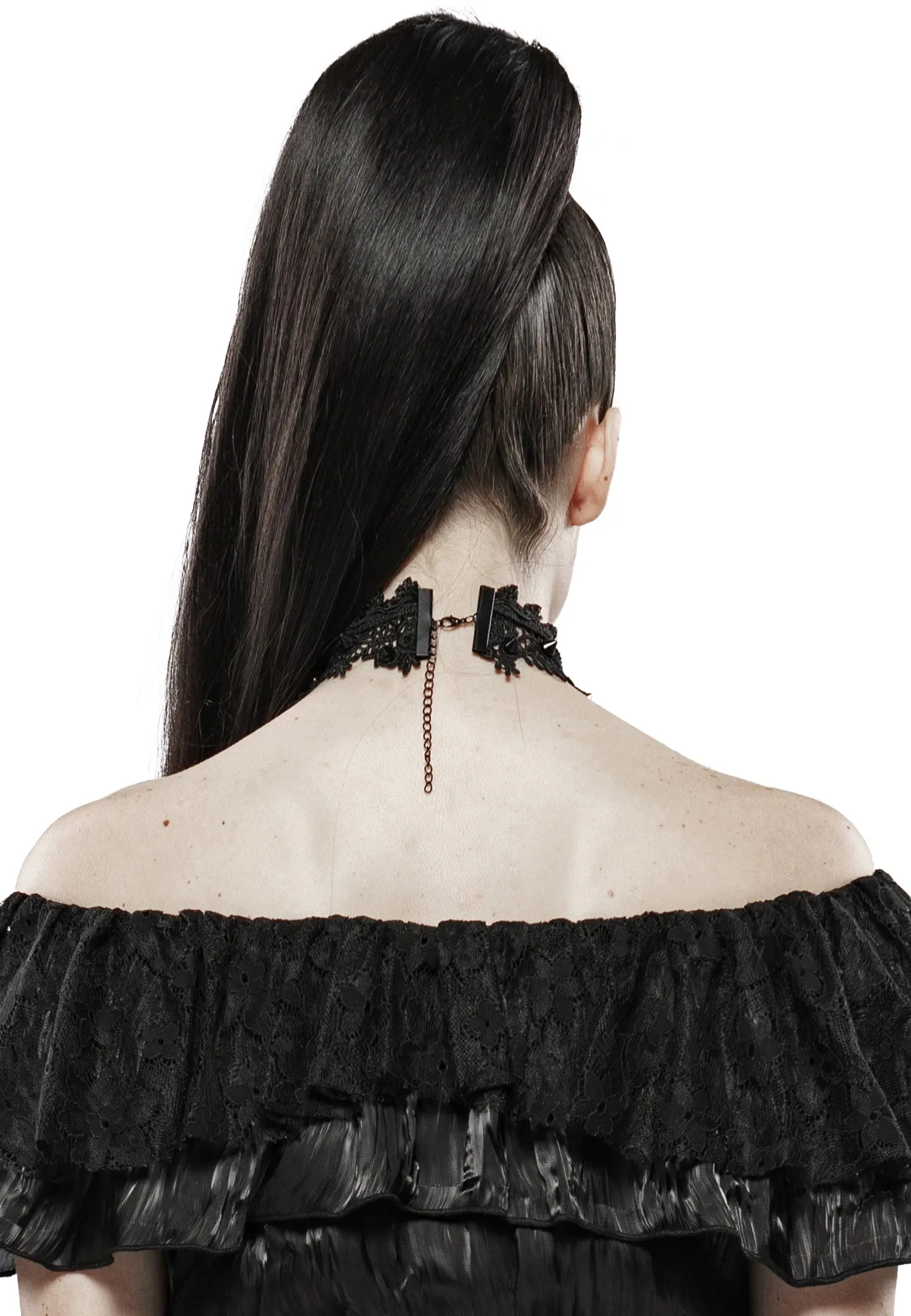 Punk Rave Barcarolle Black Rose Gothic Lace Choker Necklace