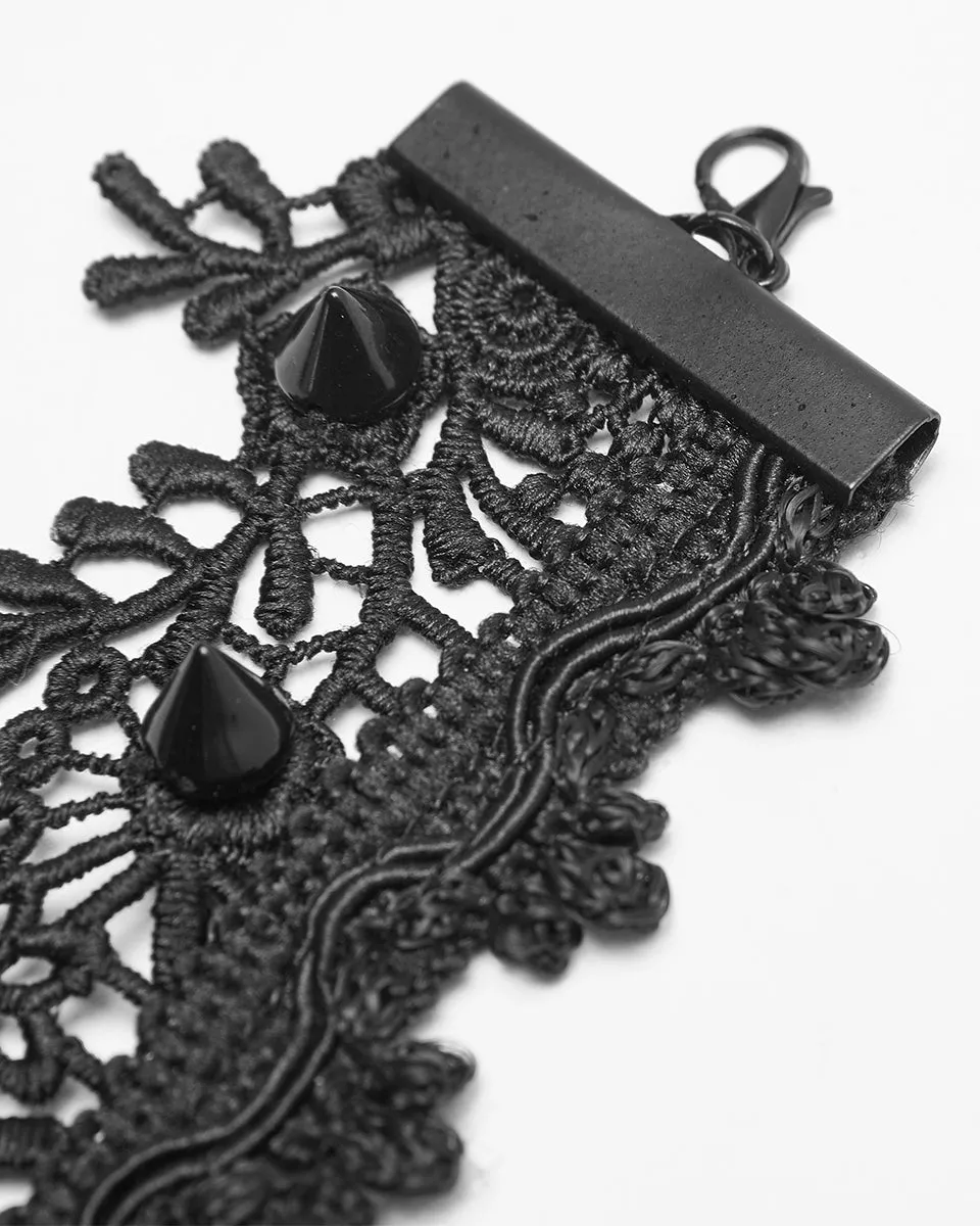 Punk Rave Barcarolle Black Rose Gothic Lace Choker Necklace