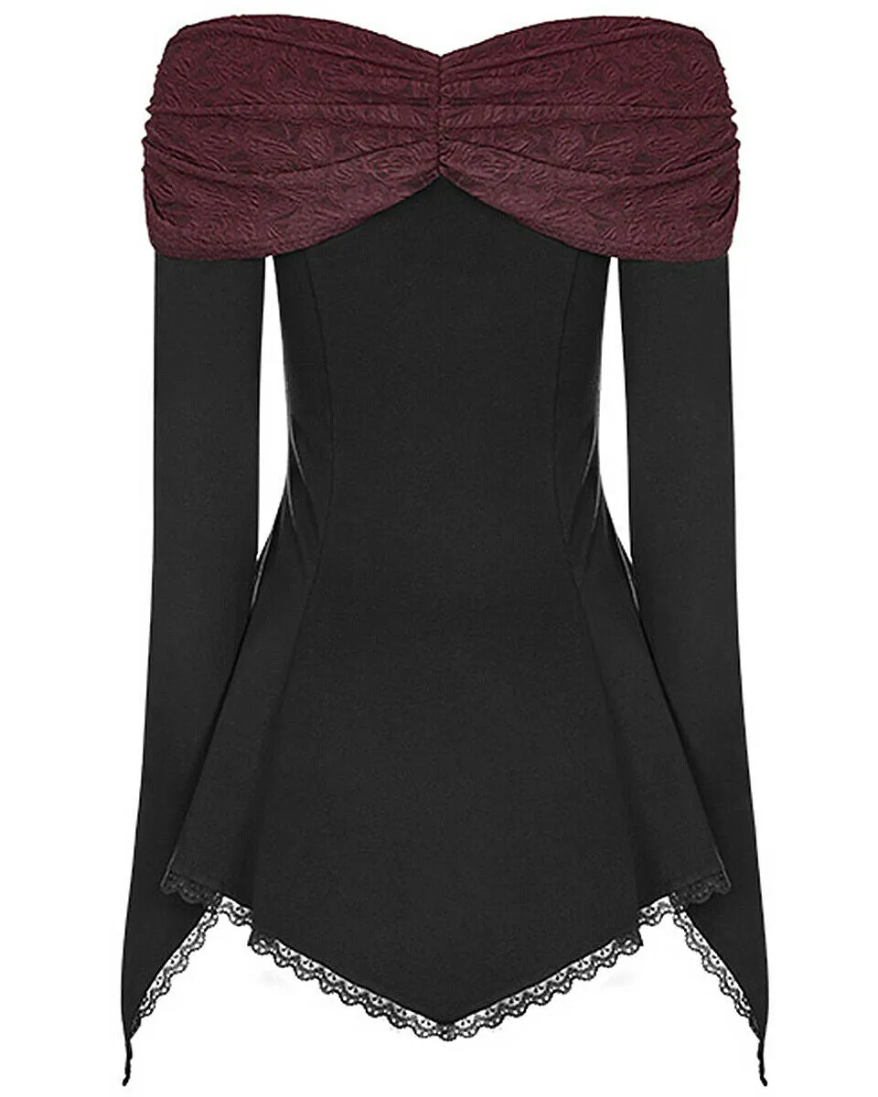 Punk Rave Morgana Womens Top - Black & Red