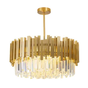 QL9010/550 8-Light Gold Shard Crystal Layers Pendant Fixture