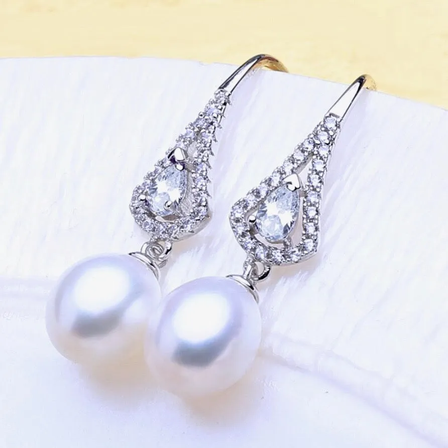 "Colleen" - Freshwater Pearl and Sterling Silver Bridal Earrings