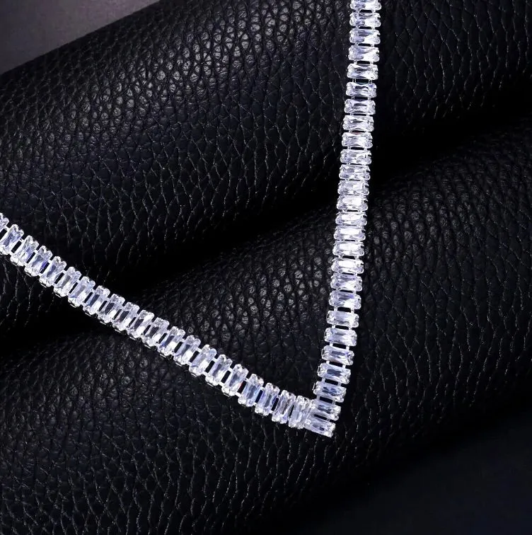 "Felice" - Modern Cubic Zirconia Bridal Necklace - Available in Silver and Gold