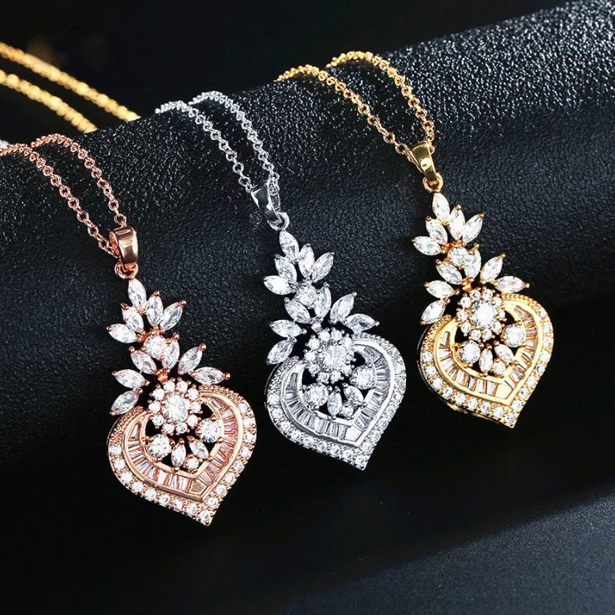 "Narissa" - Art Deco CZ Bridal Necklace - Available in Silver, Rose Gold and Yellow Gold