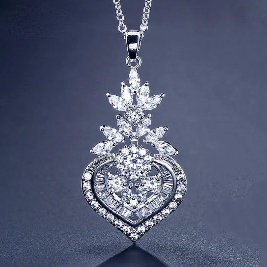 "Narissa" - Art Deco CZ Bridal Necklace - Available in Silver, Rose Gold and Yellow Gold