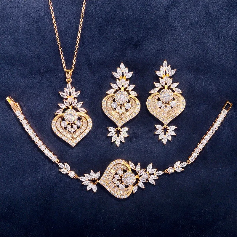 "Narissa" - Art Deco CZ Bridal Necklace - Available in Silver, Rose Gold and Yellow Gold