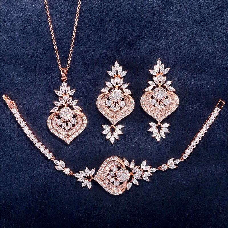 "Narissa" - Art Deco CZ Bridal Necklace - Available in Silver, Rose Gold and Yellow Gold