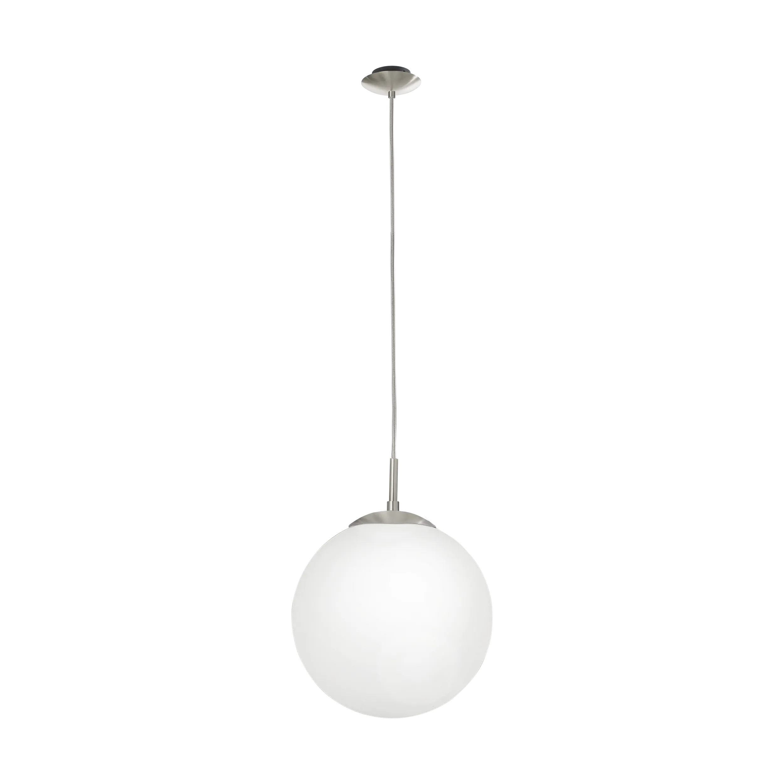 Rondo 250mm Satin Nickel and Opal Glass Ball Pendant