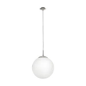 Rondo 250mm Satin Nickel and Opal Glass Ball Pendant