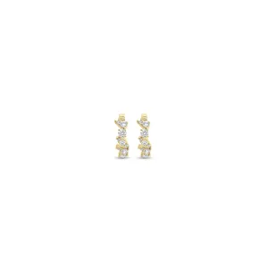 Round Diamond Mixed Shapes Huggie Earrings