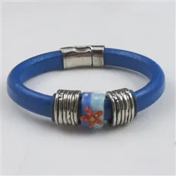 Royal Blue Starfish Leather Cord Bracelet