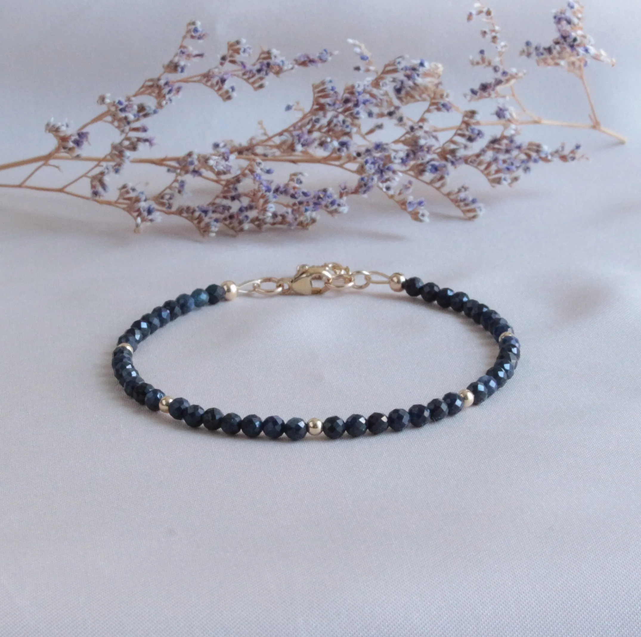 Sapphire & Gold Bead Minimalist Bracelet