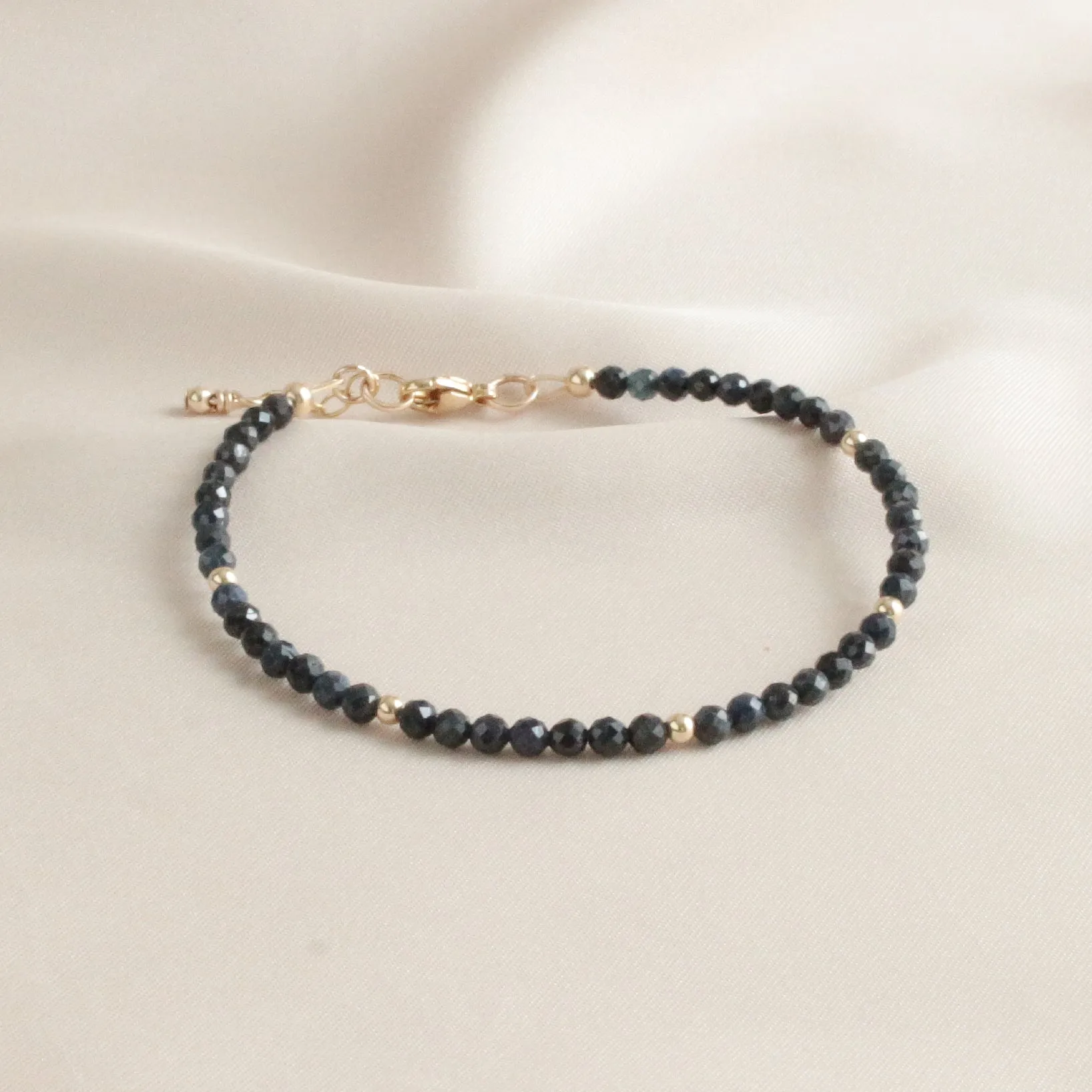 Sapphire & Gold Bead Minimalist Bracelet