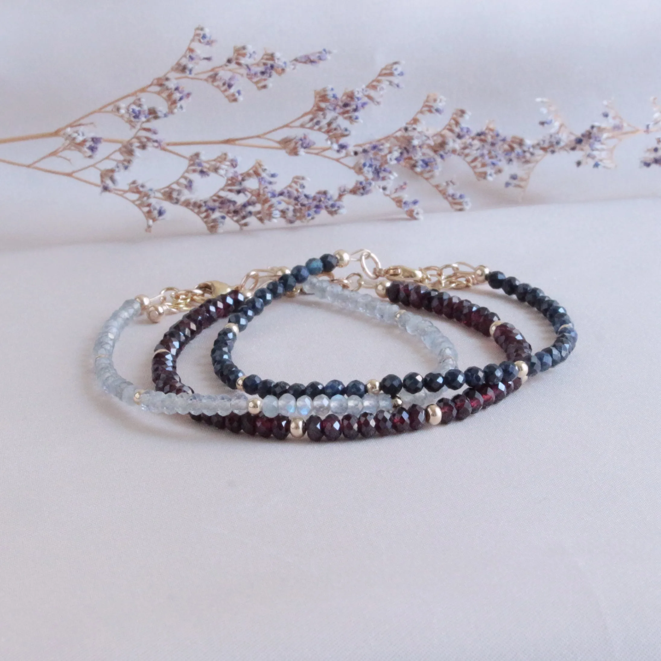 Sapphire & Gold Bead Minimalist Bracelet