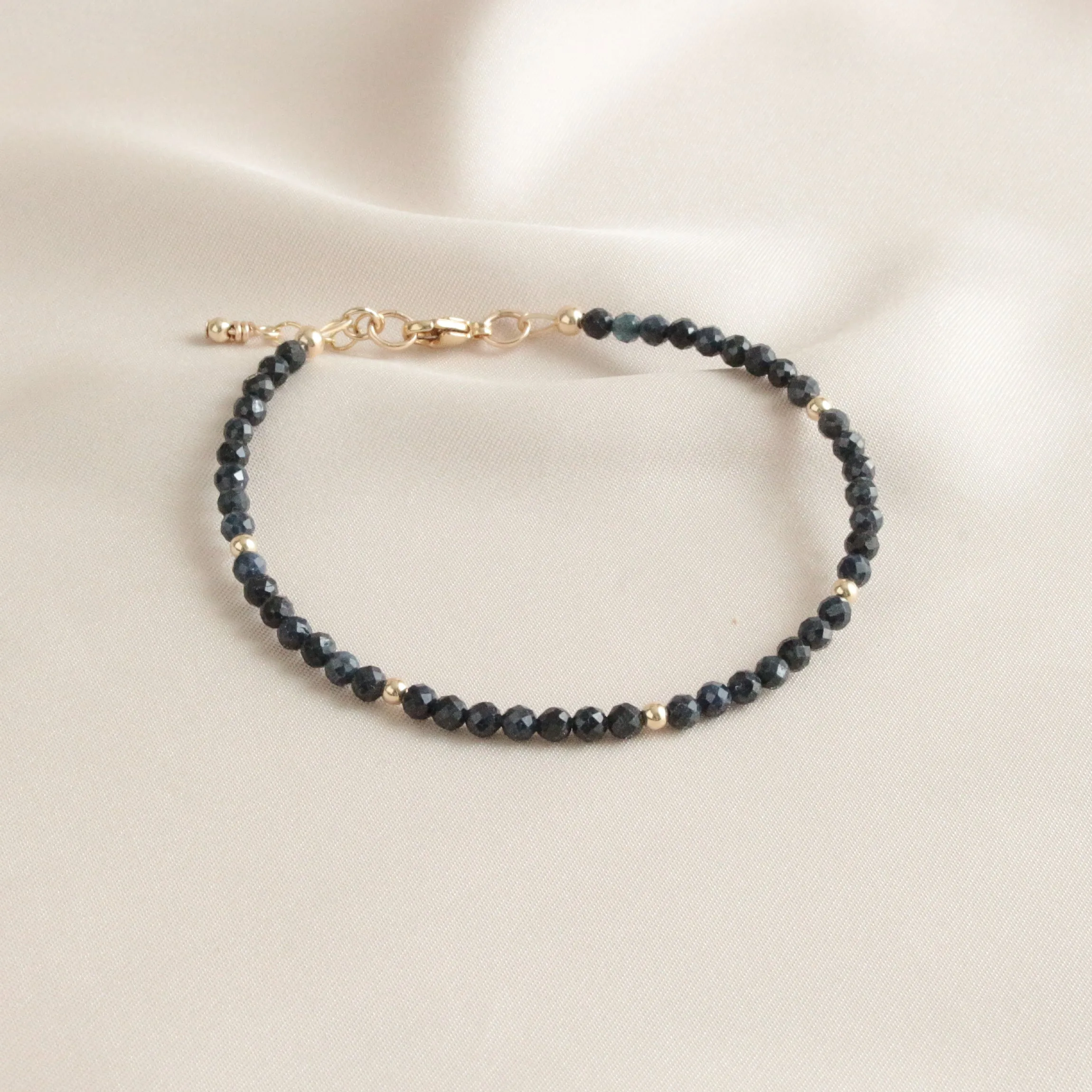 Sapphire & Gold Bead Minimalist Bracelet