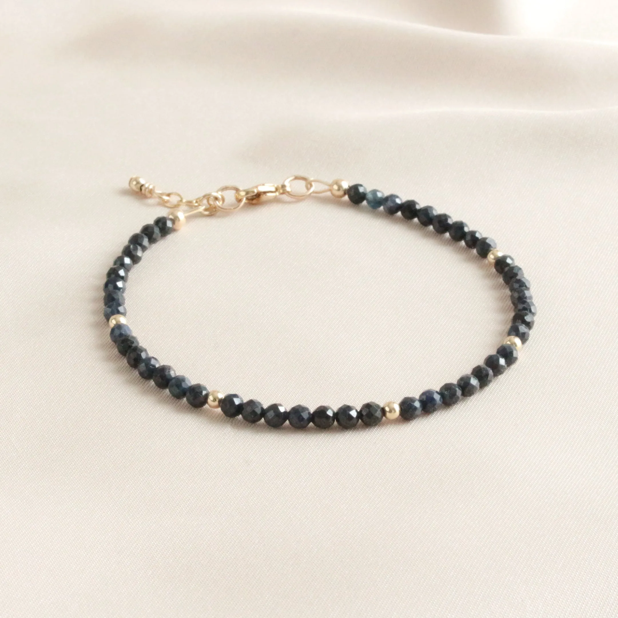 Sapphire & Gold Bead Minimalist Bracelet