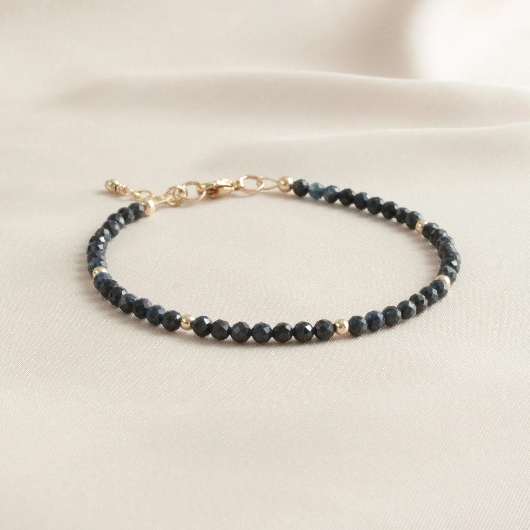 Sapphire & Gold Bead Minimalist Bracelet