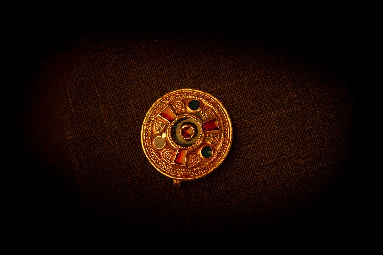 Saxon Brooch, enamel, modern pin back - SB11