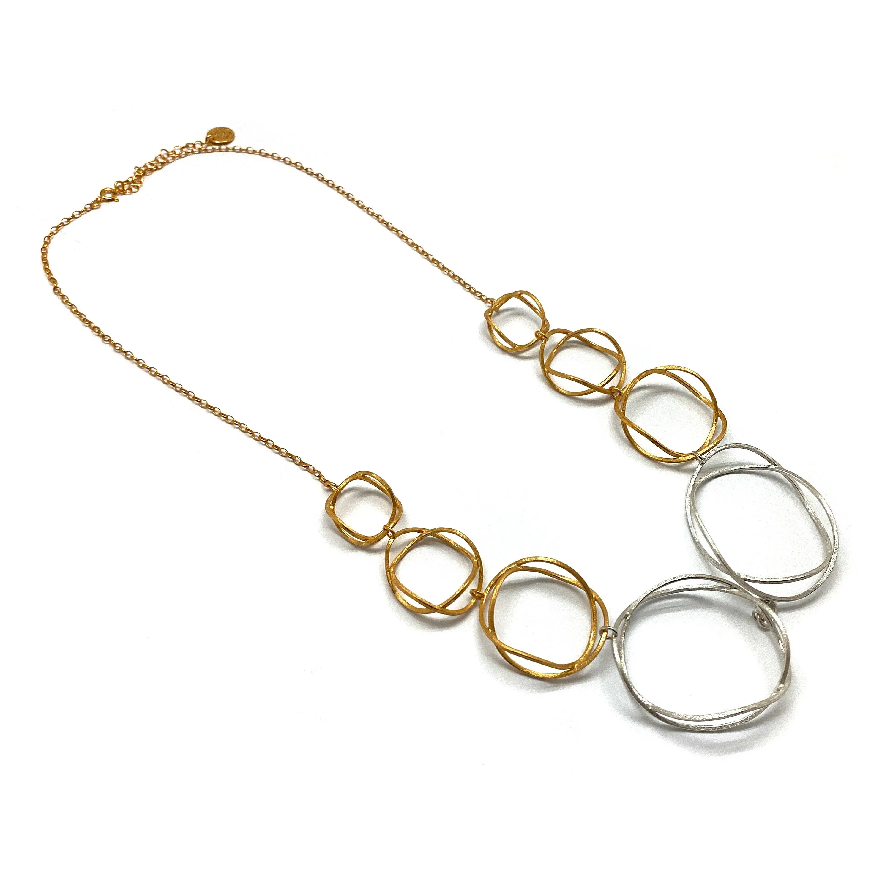 Silver and Gold Circles Necklace