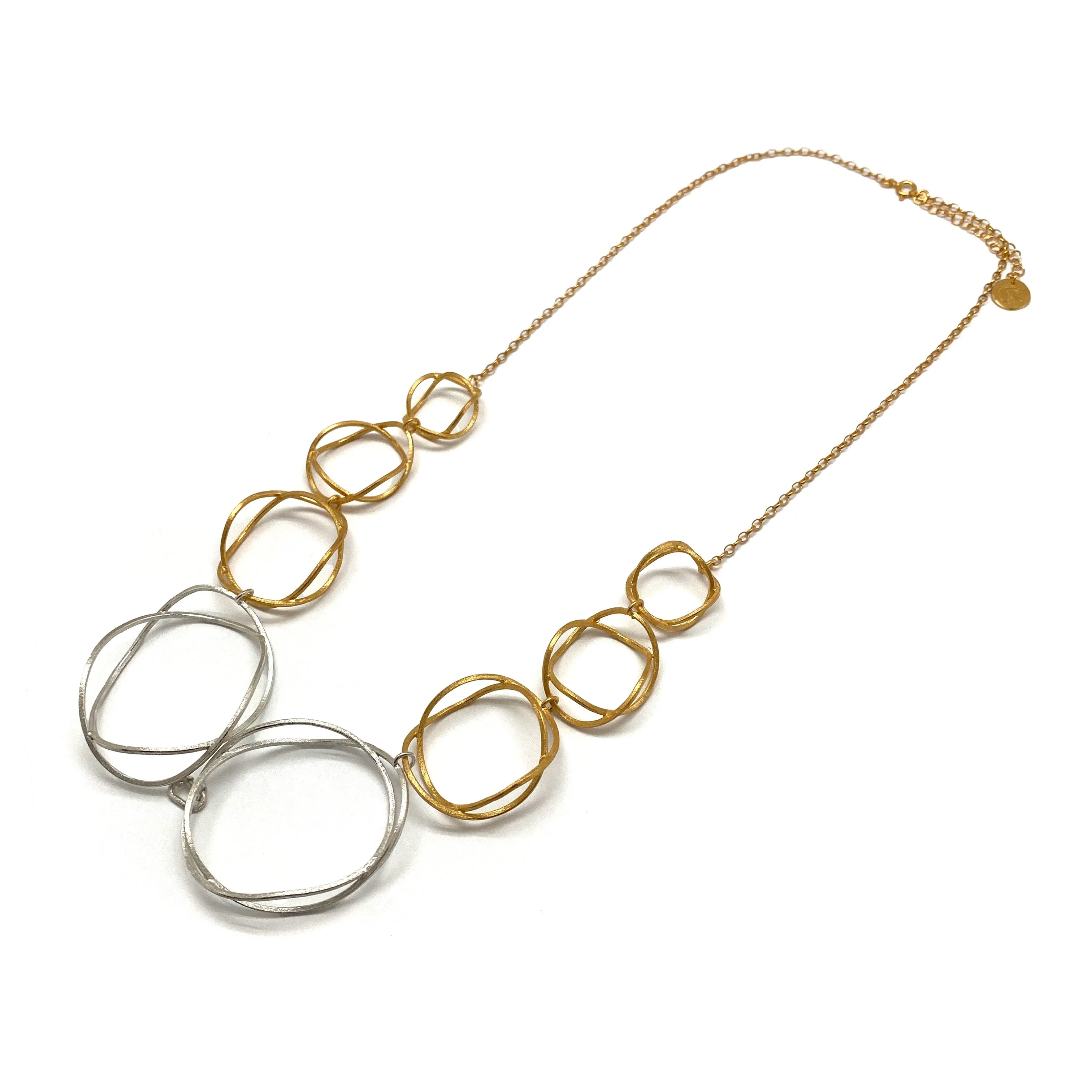 Silver and Gold Circles Necklace