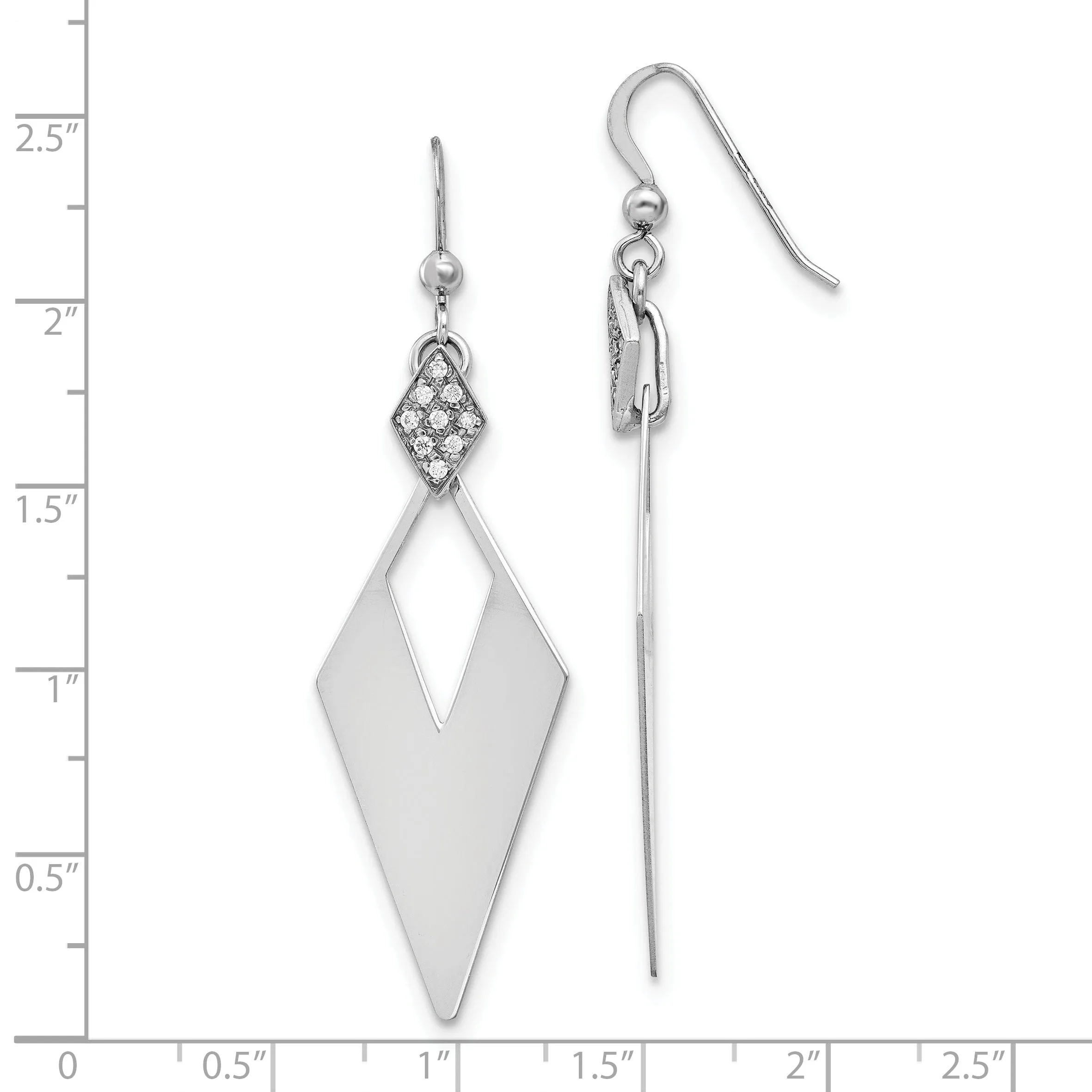 Silver Crystal Diamond Shape Dangle Earrings