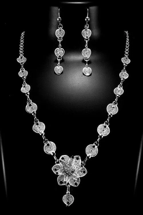 Silver Linings "Blossom" Silver Filigree Handmade Necklace Set