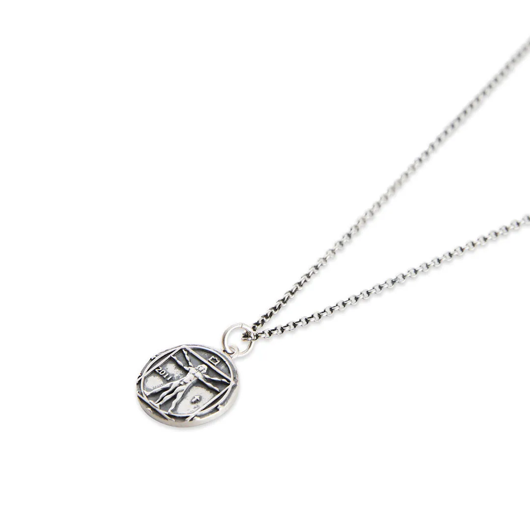 Silver Vitruvian Man Necklace