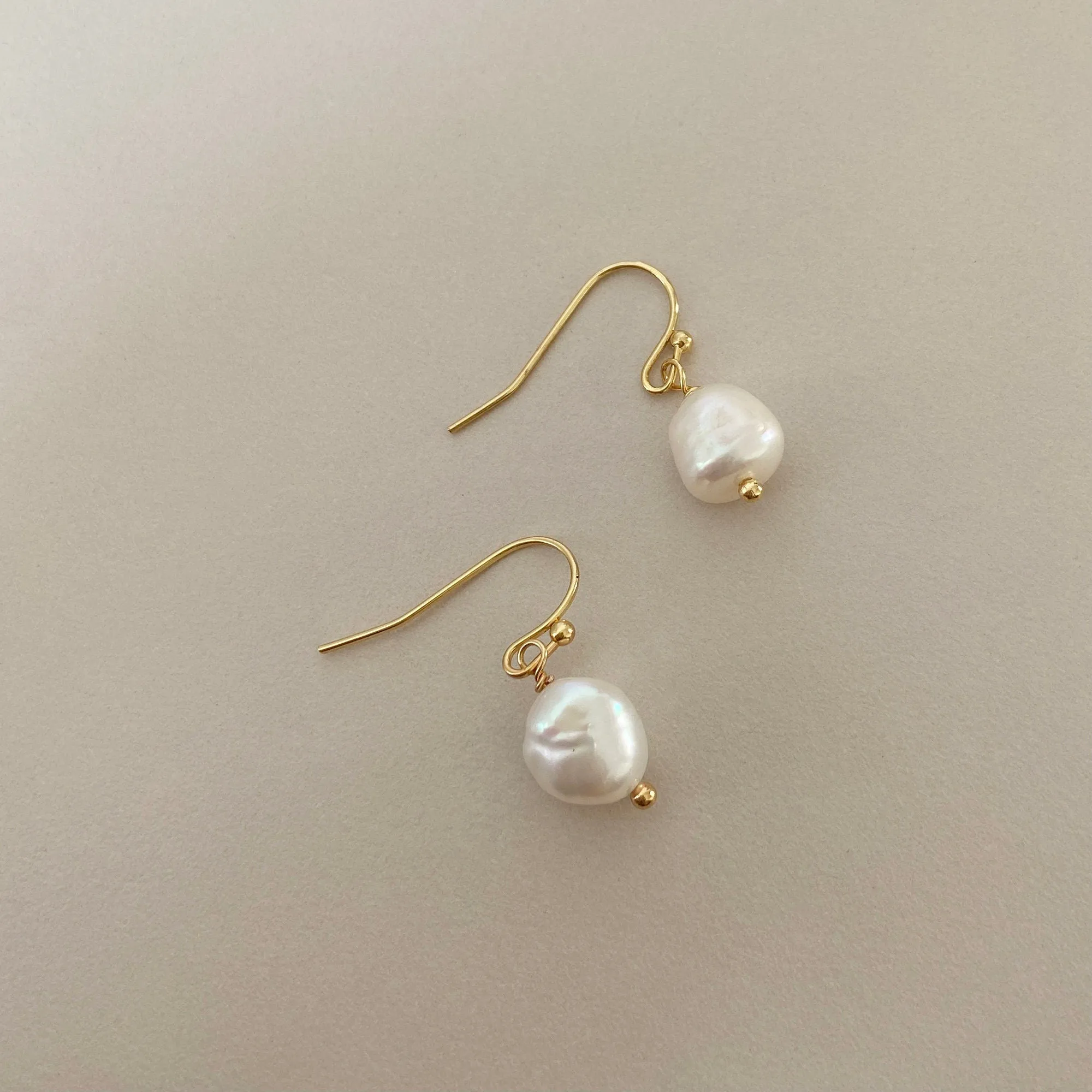 Single Pearl Charm Drop Earrings