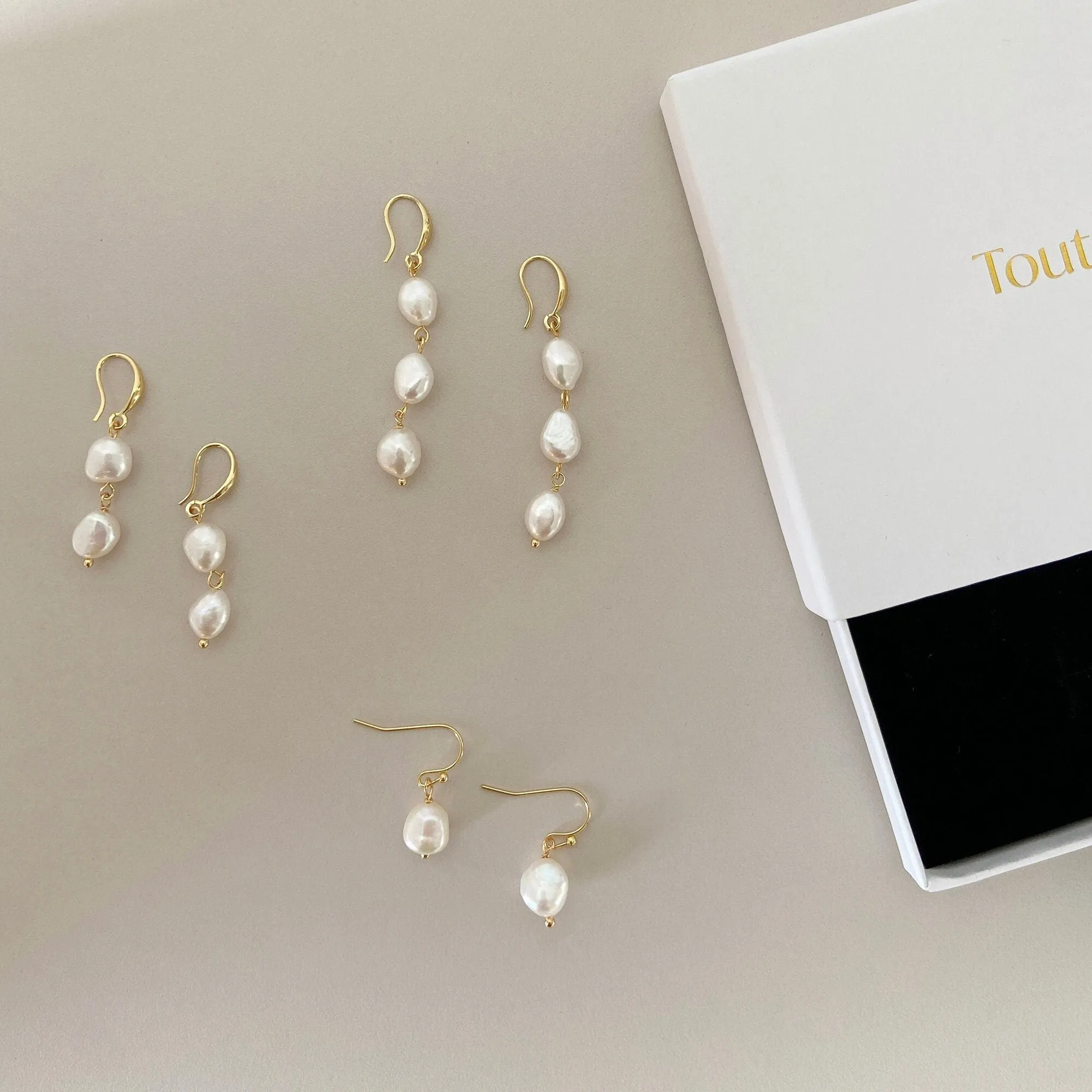 Single Pearl Charm Drop Earrings