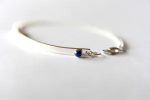 Skinny Nameplate Bracelet, Sterling Bar Bracelet, Personalized Bar Bracelet, Custom ID Bracelet, Lapis Lazuli Bracelet, Birthstone Bracelet