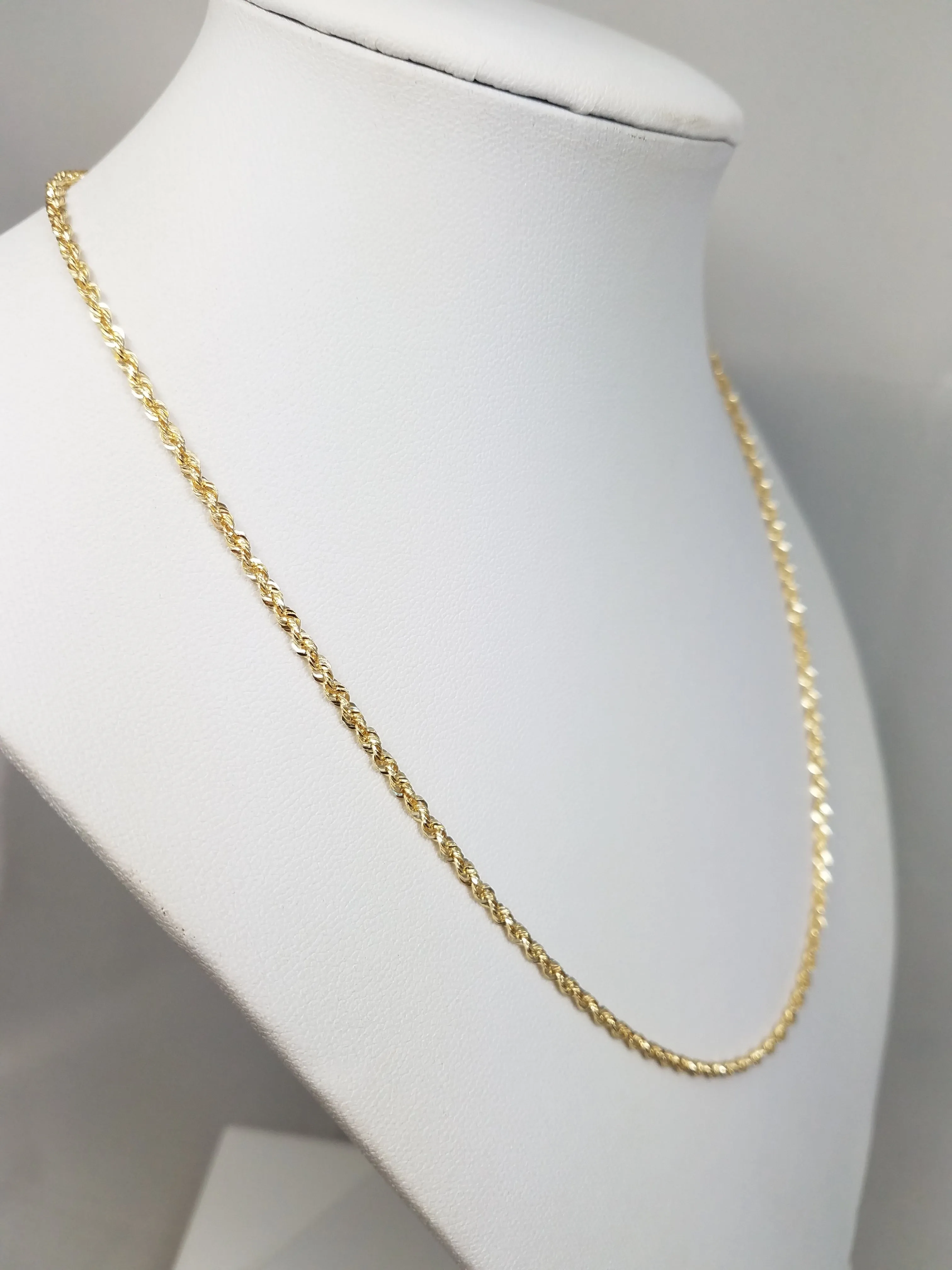 Solid 14k Yellow Gold Diamond Cut Rope Chain 18" Necklace - NEW!