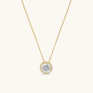 Solid Gold Crystal Sphere Necklace