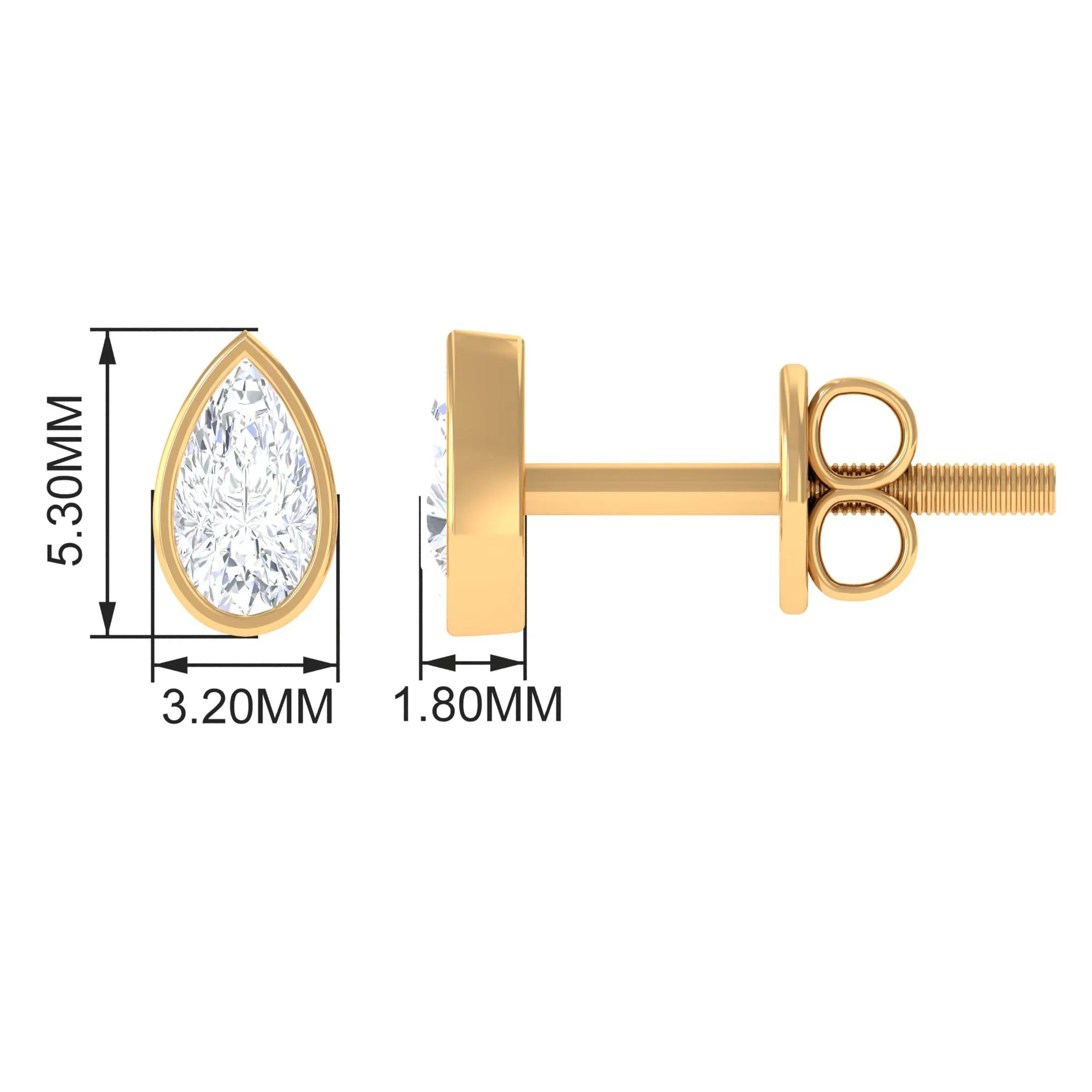 Solitaire 1/4 CT Pear Cut Diamond Stud Earrings