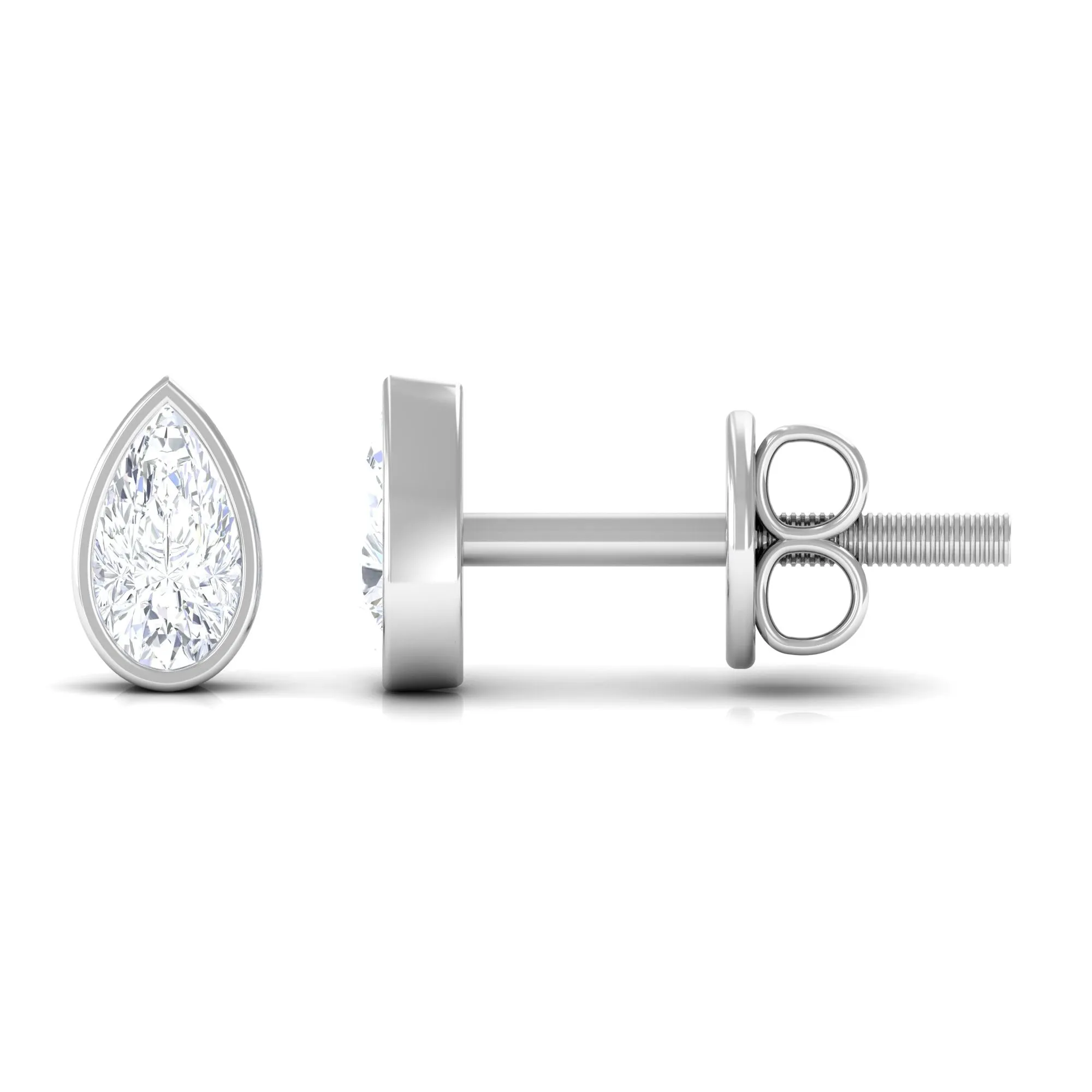 Solitaire 1/4 CT Pear Cut Diamond Stud Earrings