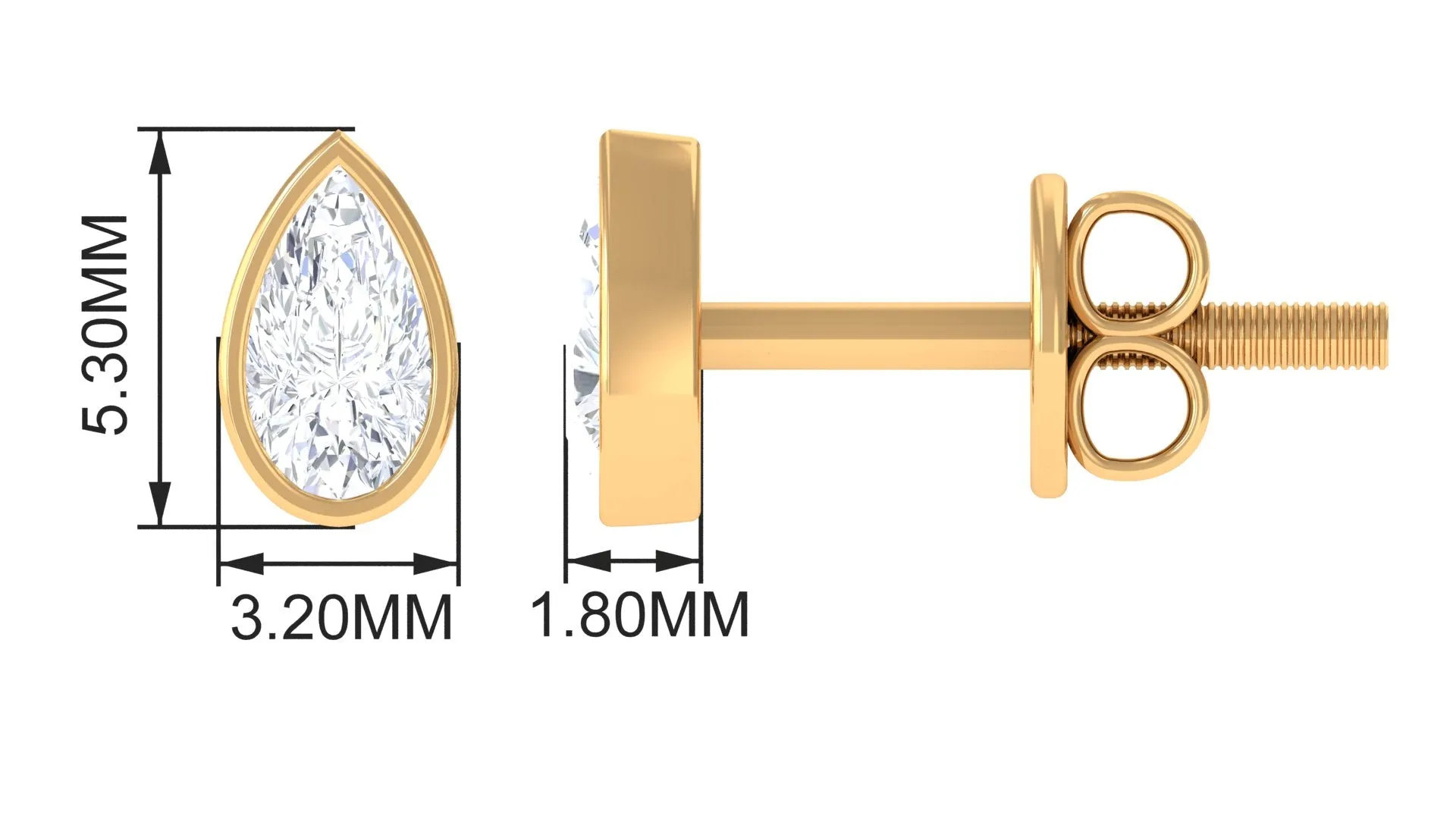 Solitaire 1/4 CT Pear Cut Diamond Stud Earrings