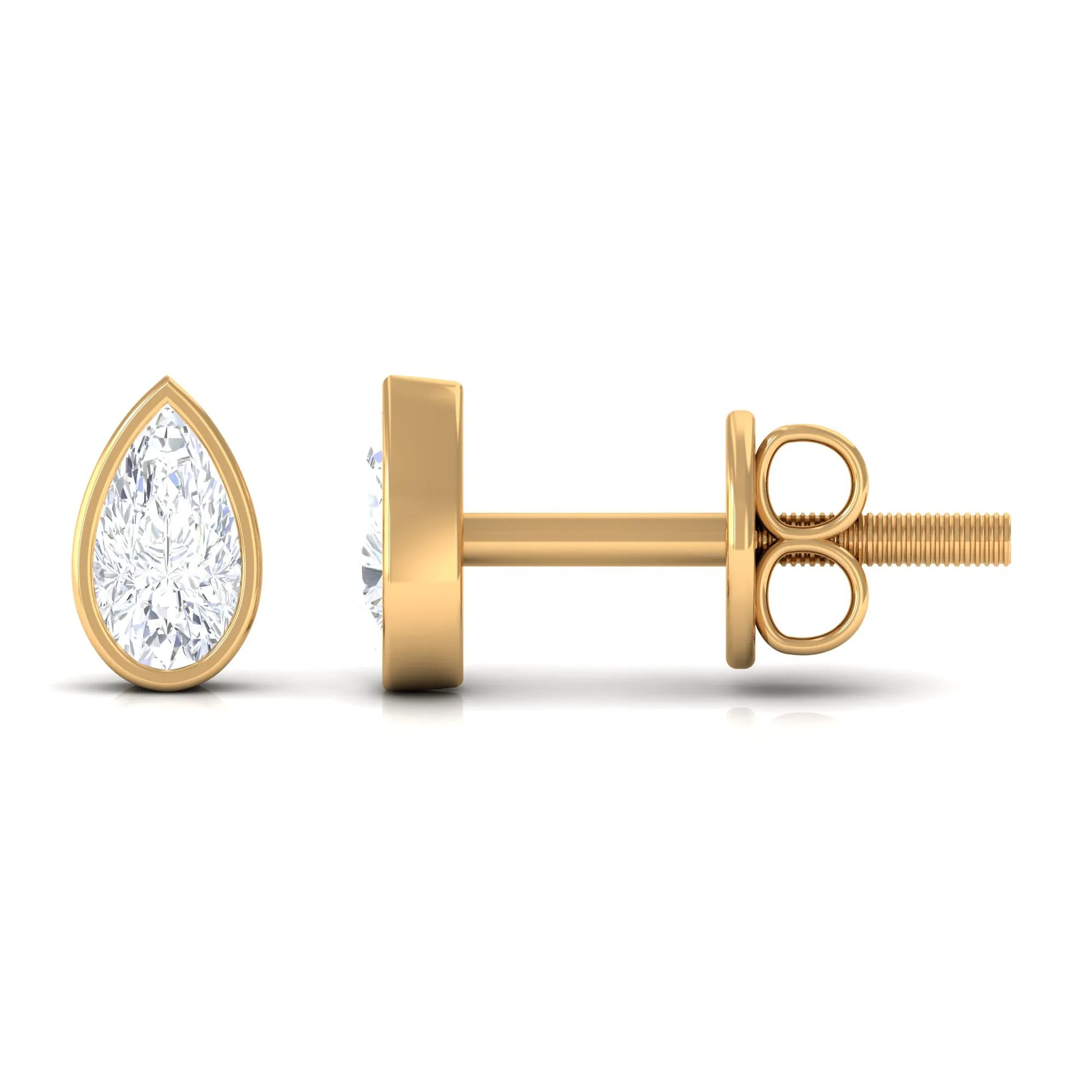 Solitaire 1/4 CT Pear Cut Diamond Stud Earrings