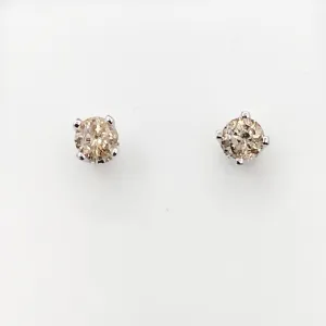 Solitaire Diamond Stud Earrings .20cttw 14K White Gold