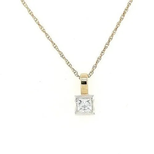 Square two tone cz pendant 9ct