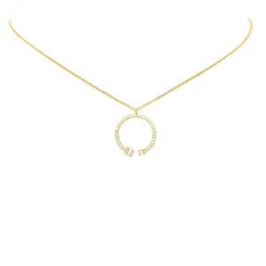 Sterling Silver Gold Plated CZ Open Circle Necklace