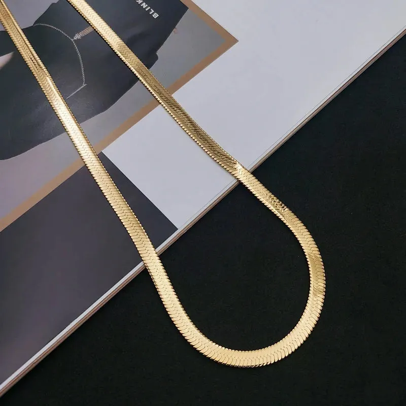 Stunning 24K Gold Blade Snake bone Necklace