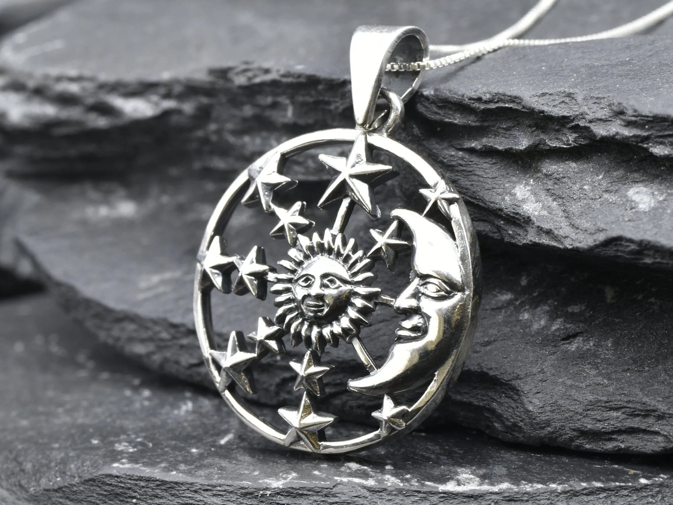 Sun and Moon Necklace - Silver Moon Necklace - Celestial Pendant